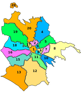 Maps of Rome boroughs, districts, municipi & areas