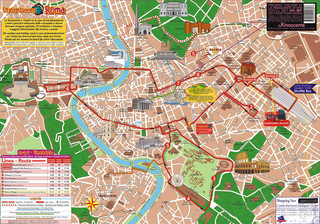 Map of Rome hop on hop off bus tour with City SightSeeing