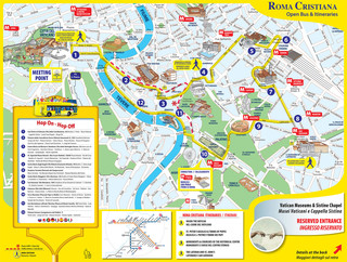 Map of Rome hop on hop off bus tour with Roma Cristiana