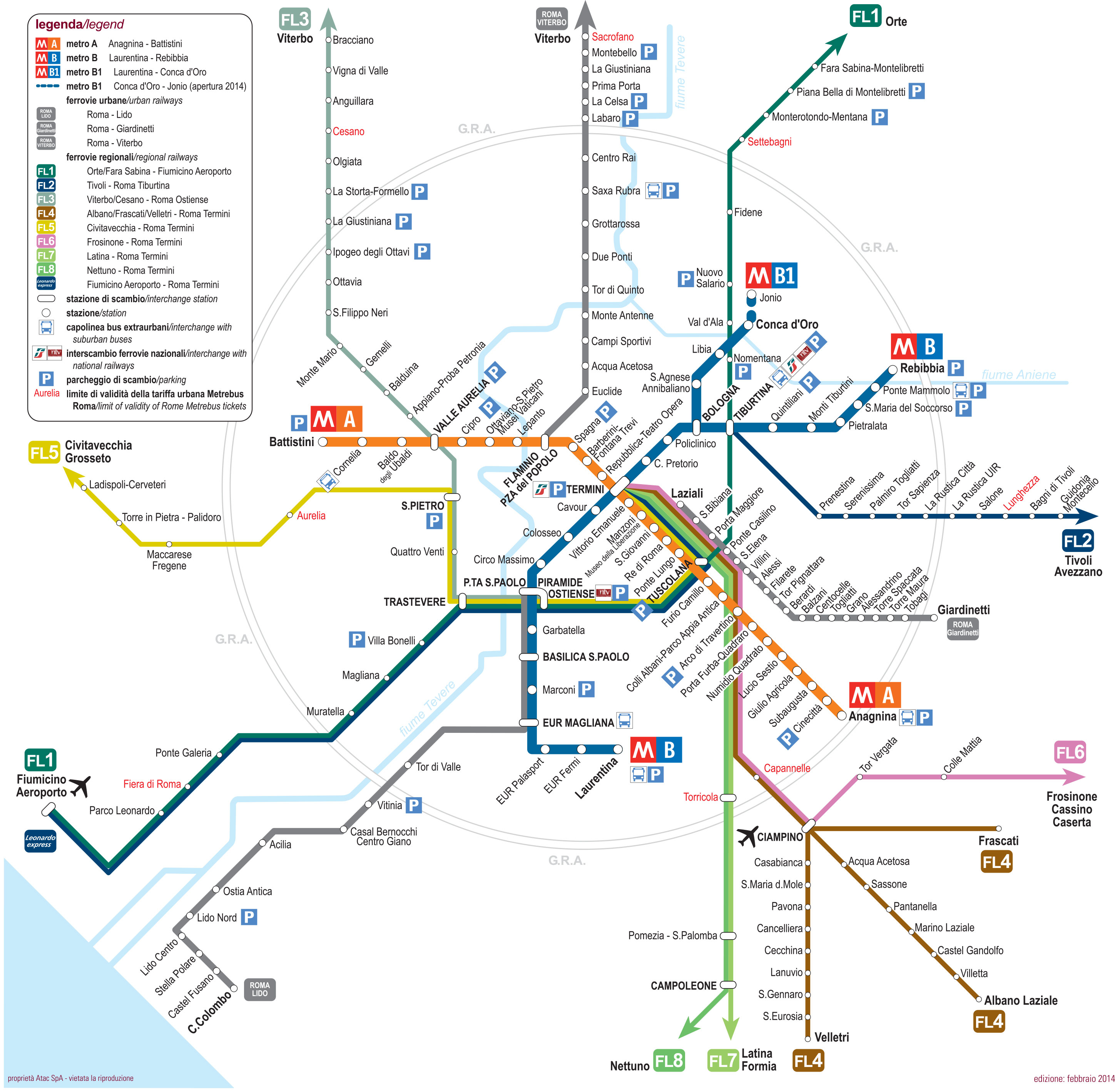 Metro Map Rome Pdf Map of Rome subway, underground & tube (metropolitana): stations 