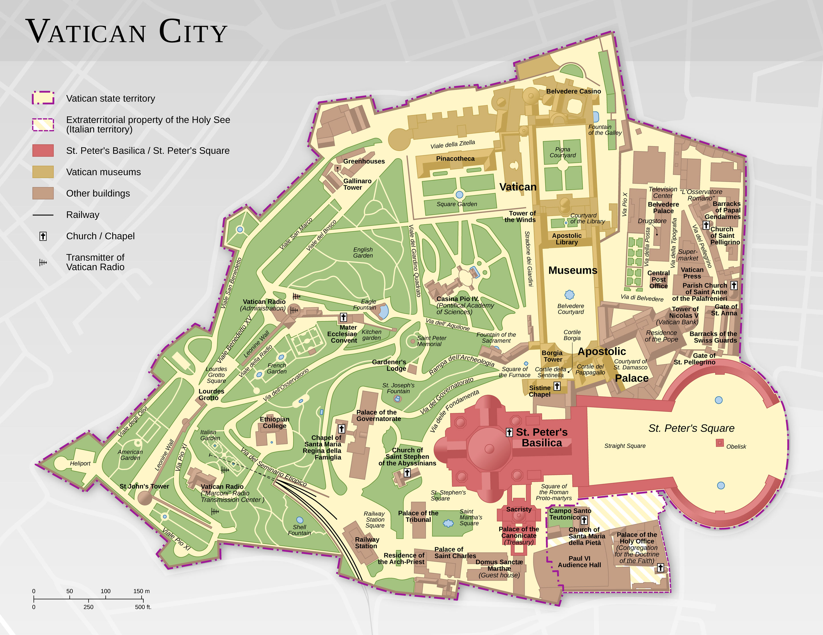 Map Of Vatican City Monuments Buildings